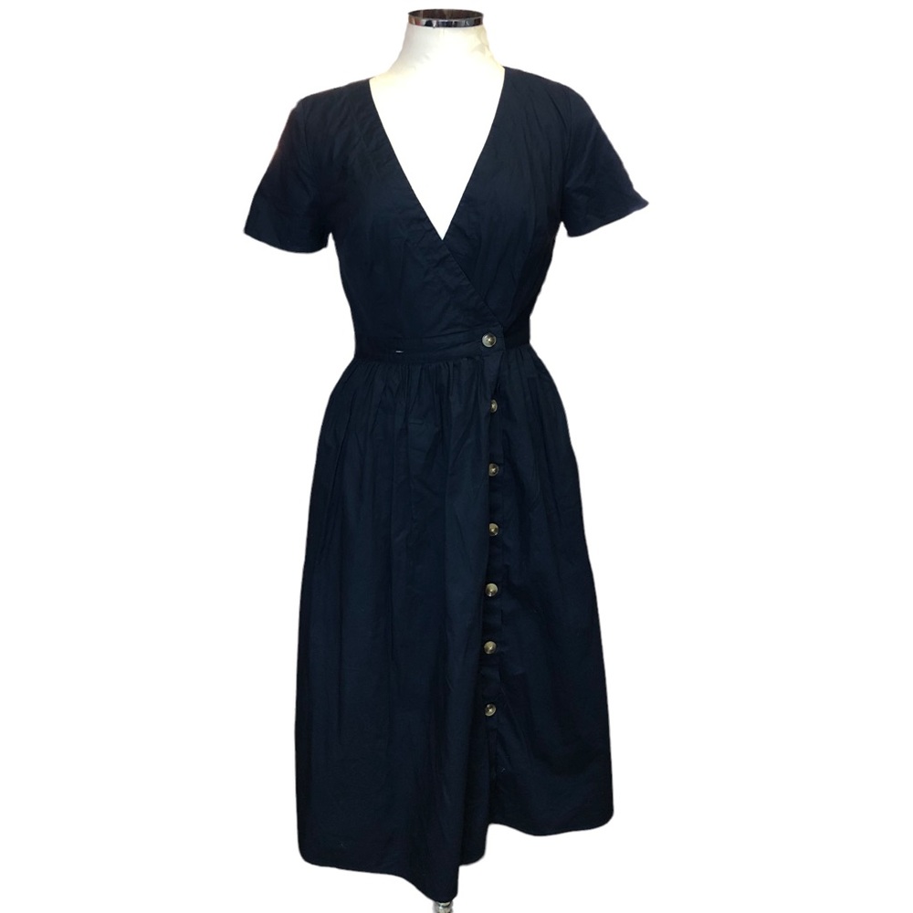 J. CREW | Blue Poplin Rosina Short Sleeve Wrap Dress Size 2